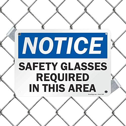 SmartSign - U9-1559 -NP_7X10 הודעה - משקפי בטיחות הנדרשים באזור זה שלט | 7 x 10 פלסטיק שחור/כחול